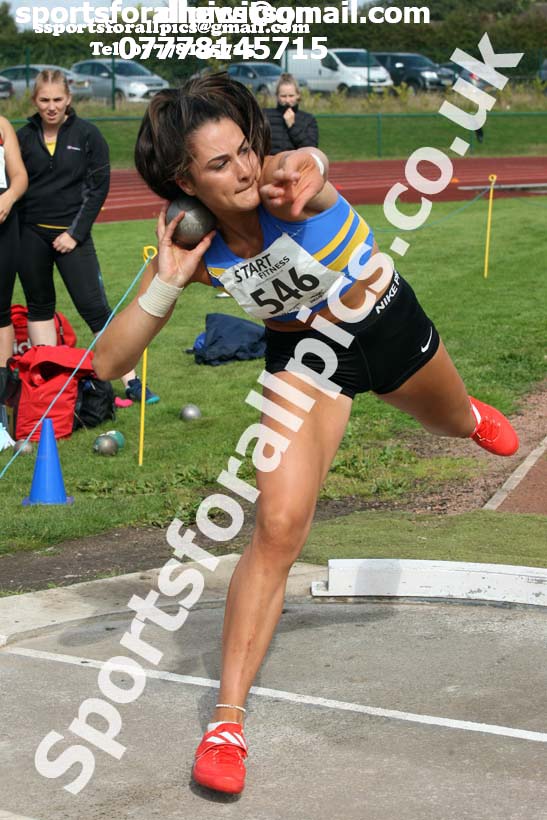 Womens under-17s shot putt, Northern Under-17s/U-15s and U13s Champs, Leigh Sports Village, Leigh. Photo: David T. Hewitson/Sports for All Pics